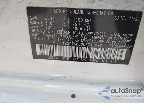 2022 Subaru Impreza Base 5-Door из США, поврежденный, VIN 4S3GTAB66N3710829